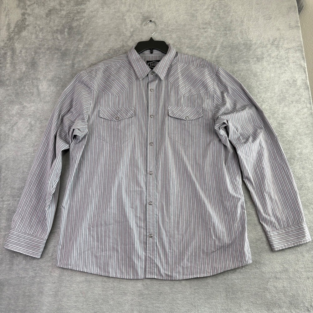 Gibson Trading Company Mens XXL Western Shirt Striped Long‎ Sleeve Pearl Snaps